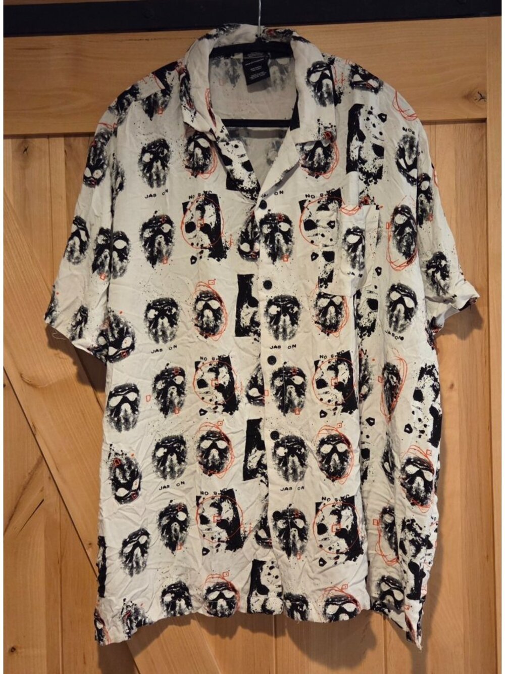 Friday the 13th Mens Jason Voorhees Jab On AOP Button Down Shirt 3XL Rayon